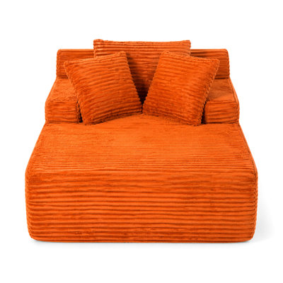 Méridienne intérieure de 66 pouces, canapé-lit surdimensionné avec coussin, coussin de lit en fausse fourrure de luxe, fauteuil de lecture avec accoudoirs, canapé de salon en nuage, aucun assemblage requis