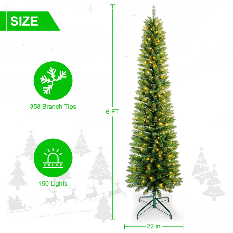 Arbre de Noël 6 pi avec crayon vert, 6'