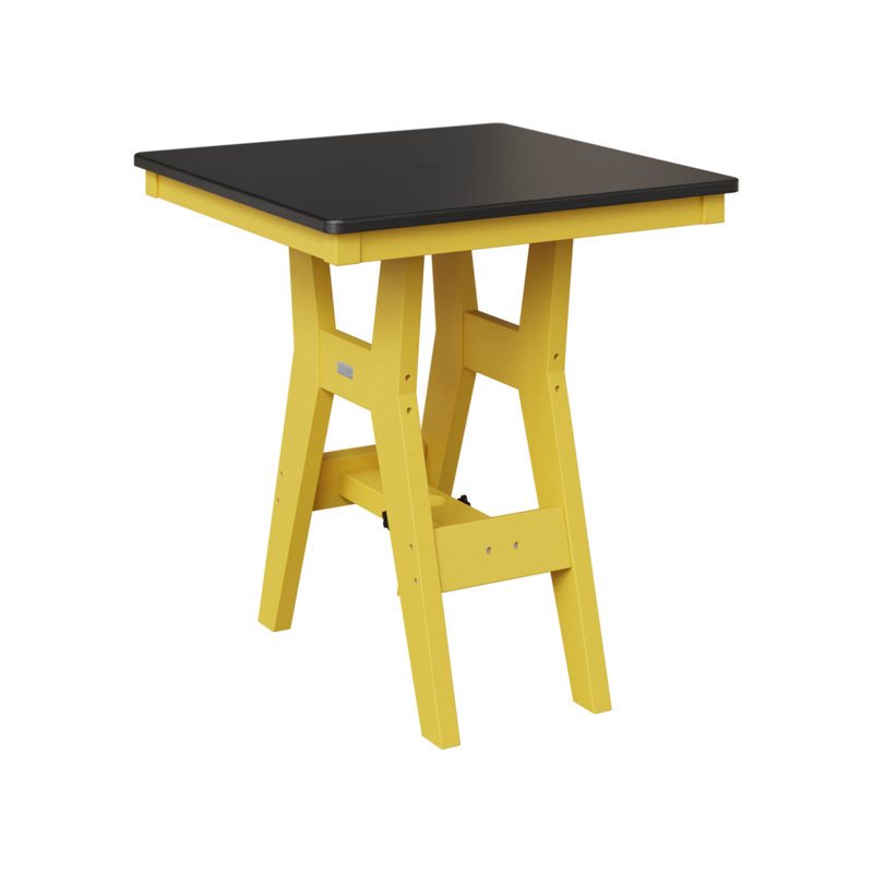 Table de bar carrée 28 po Berlin Gardens Harbor, H 38,87 po x l 28 po x P 28 po, Jaune soleil levant, Noir martelé