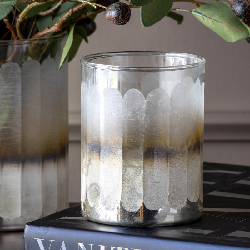 Small Frosted Glass Hurricane Candle Holder