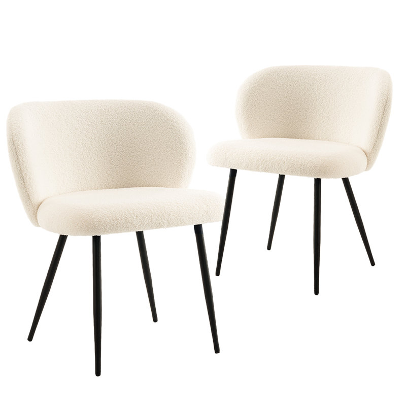 Modern Oversized Teddy Dining Chairs ,High Back Comfort Chairs, Black, Ivory