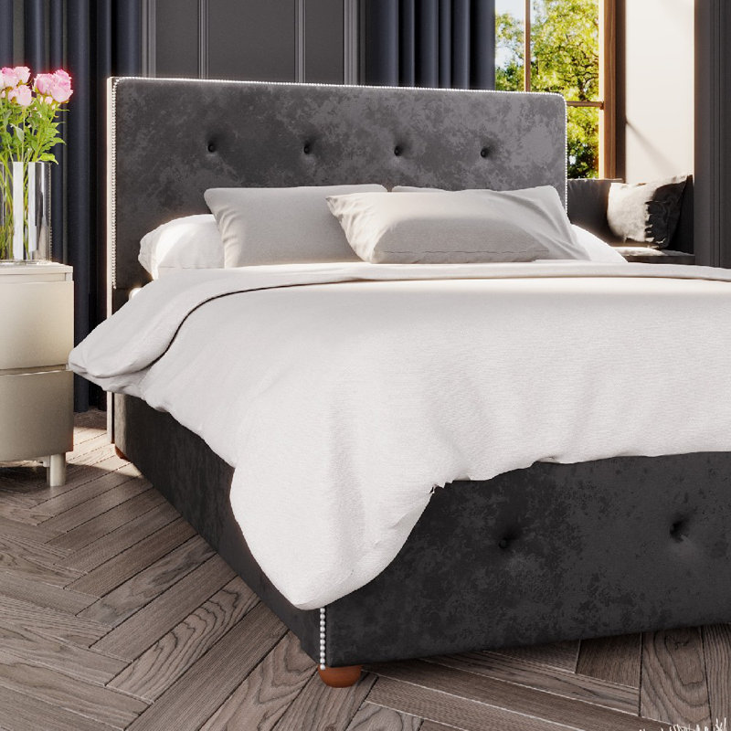 Upholstered Ottoman Bed, Single (3'), Black