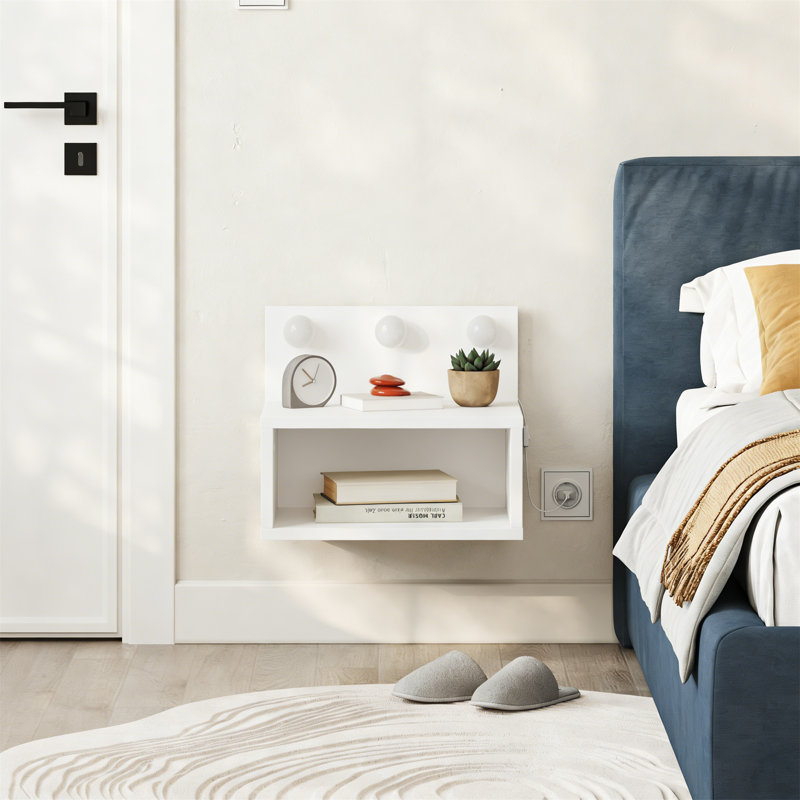 40cm W Manufactured Wood Bedside Table, White