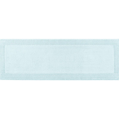 Tapis pour salle de bain réversible 100% coton bleu 24 x 60 po 3000 g / m² - Conception douce et dense, antidérapant, lavable à la machine