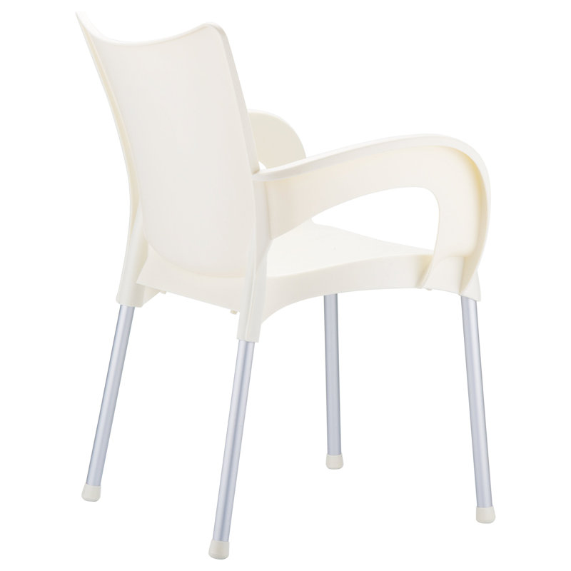 Goines Stacking Patio Dining Armchair, Beige