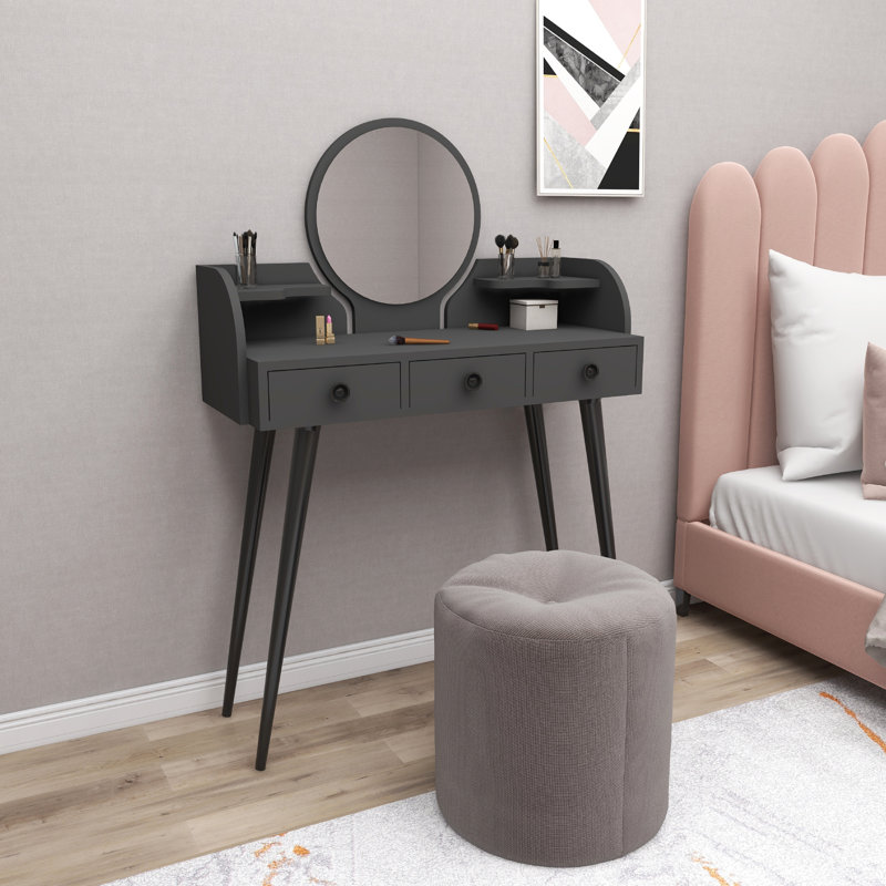 Dressing Table with Mirror Britley, Anthracite