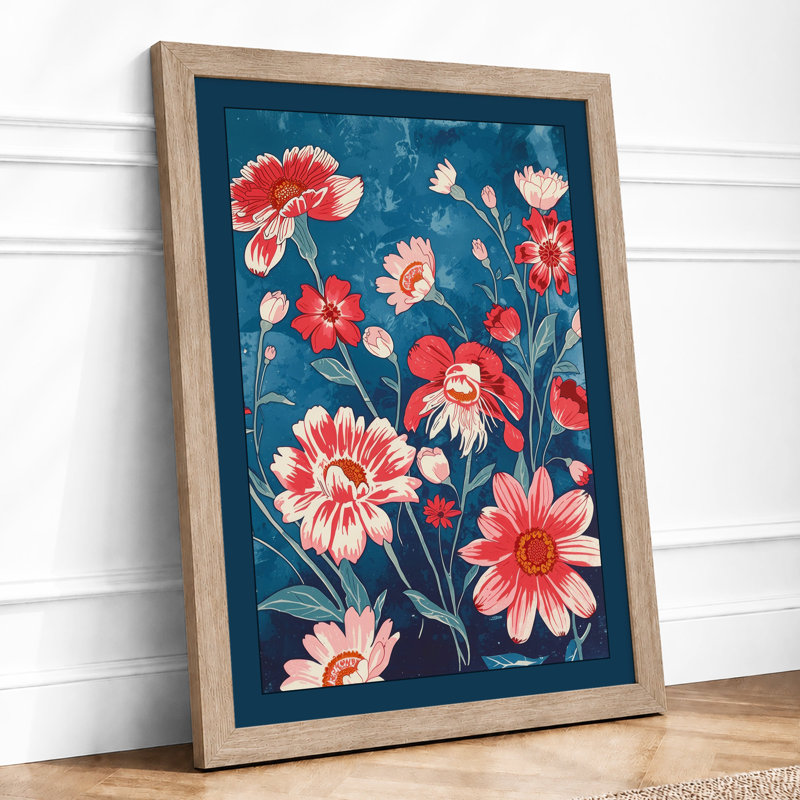 Garden of Gerberas Botanical - Framed Print, A2 - 59.4 x 42.0 cm, Oak