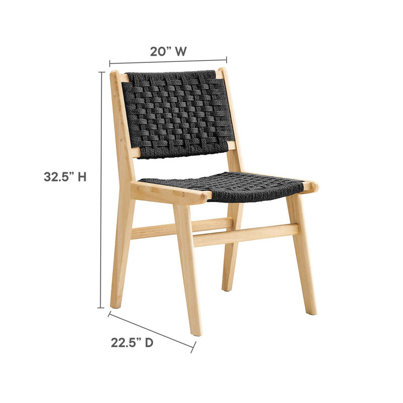 Saoirse Woven Rope Wood Dining Side Chair, Natural, Black