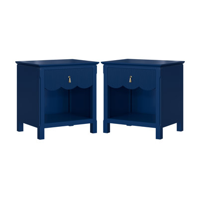 Sofia Wood 1 Drawer Reeded Nightstand, Set Of 2