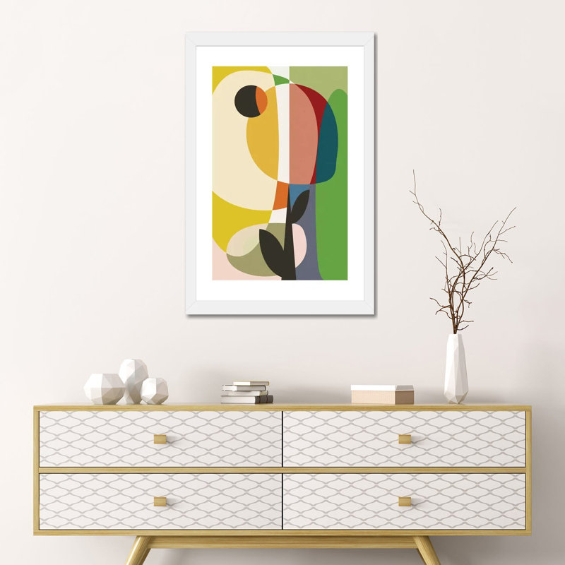 «Mid Century Garden II» par Ana Rut Bré - impression d'art graphique, Blanc, H 24 po x l 16 po x P 1 po, Papier encadré blanc