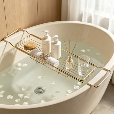 Stainless Steel Adjustable Bathtub Caddy Tray, Fits 26.8-35.4in