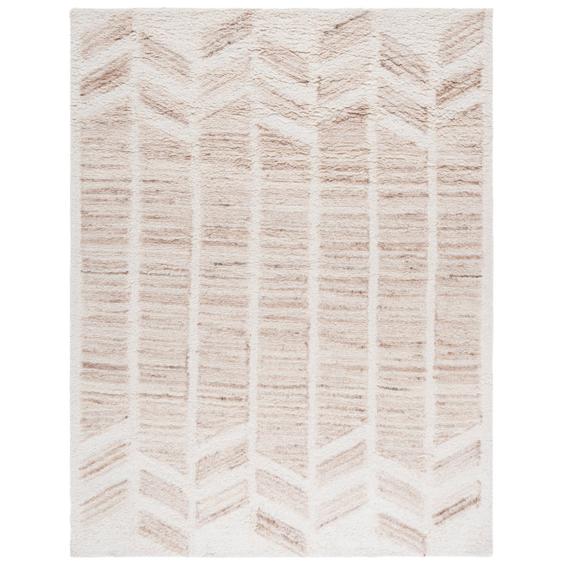 Vermont Hand Tufted Wool/Recycled Cotton Geometric Rug in Beige/Ivory, Runner 2'3" x 8'