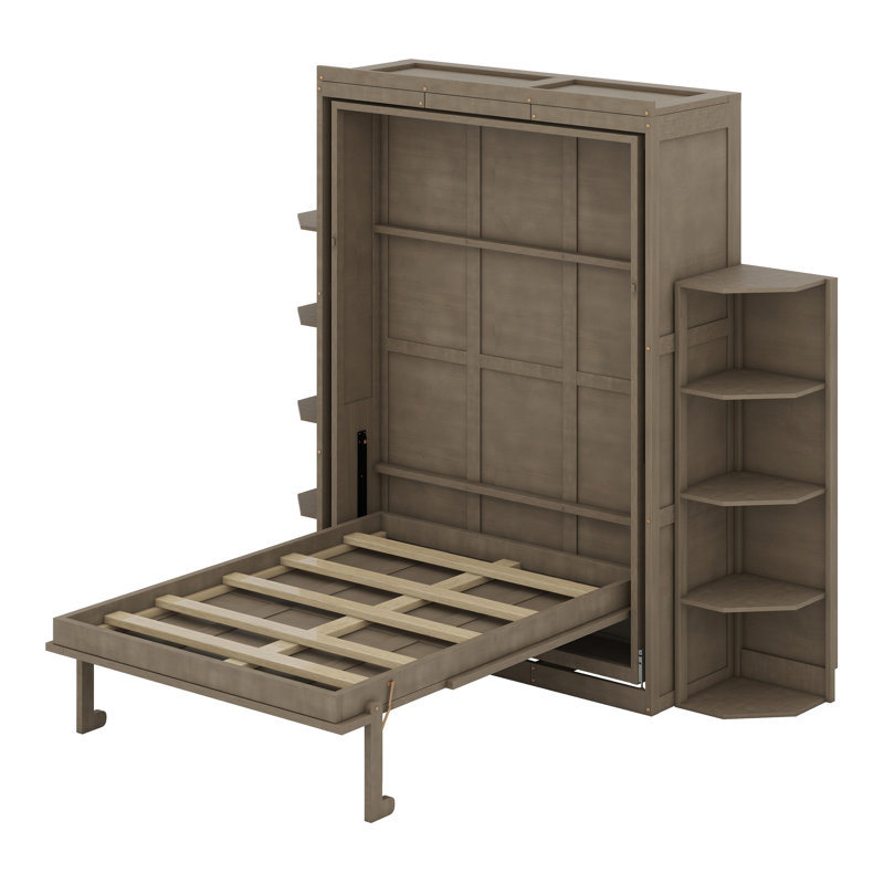 Lit escamotable avec armoire murale cachée, Gris