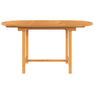 Bettsy Outdoor Dining Table, 43-63 Inch Extendable Oval Top, Sanded Teak Wood