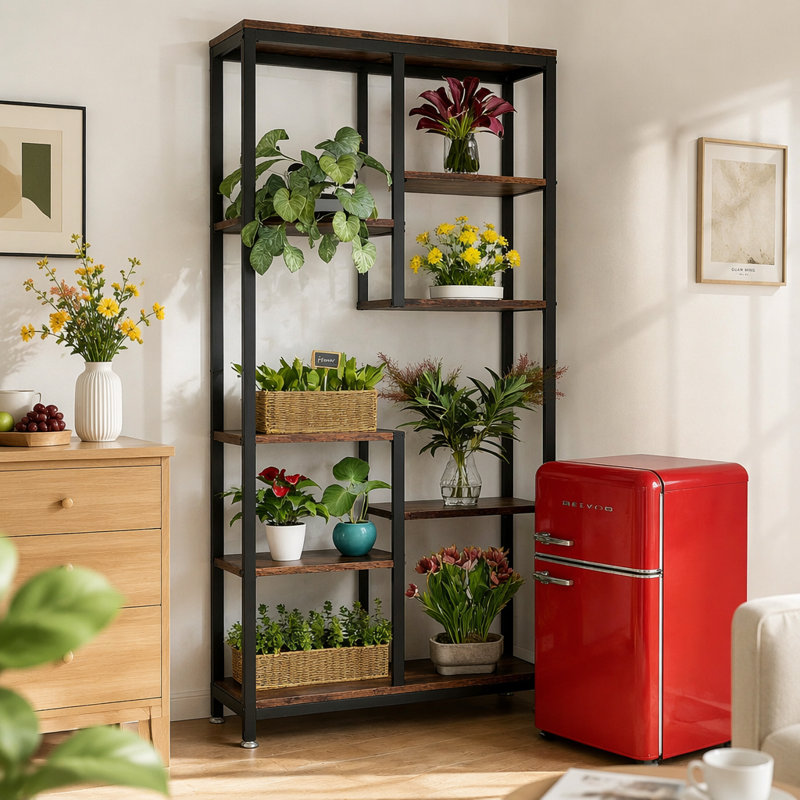 Open Display Rack,Farmhouse Bookshelf,Versatile Storage Bookcase