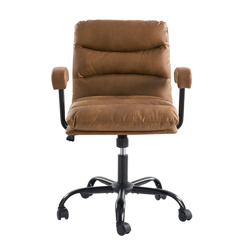 Takisa Modern Swivel Office Chair with Adjustable Height and Tilt Lock, Camel
