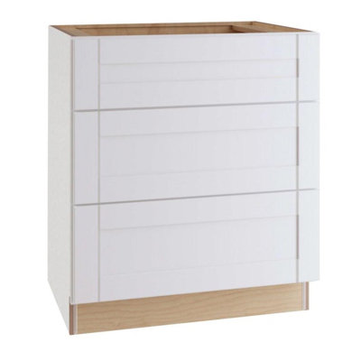 Gallery Express Mercer Plywood Assembled 30 in W x 24 in D x 34.5 in H Base Cooktop Kitchen Cabinet with Single False Drawer Front in White