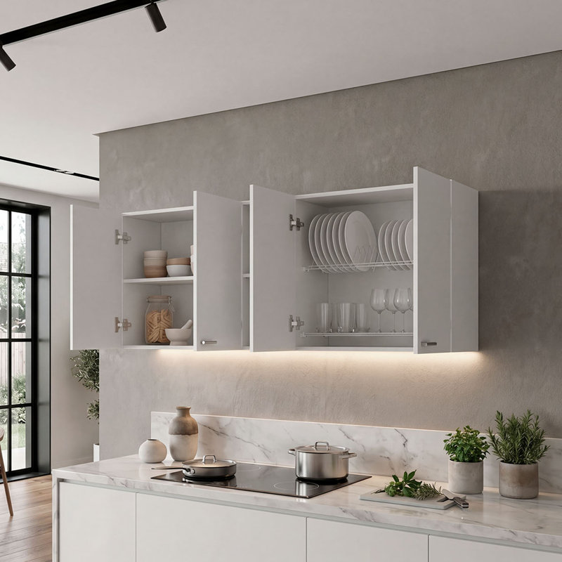 Portofino 150 59" Wide Wall Cabinet, White