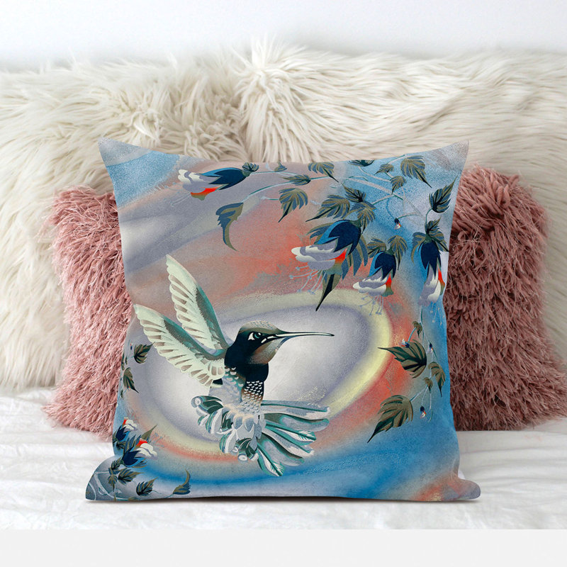 Housse de coussin en polyester pour l'intérieur et l'extérieur, 18 po x 18 po, Gris / orange / bleu