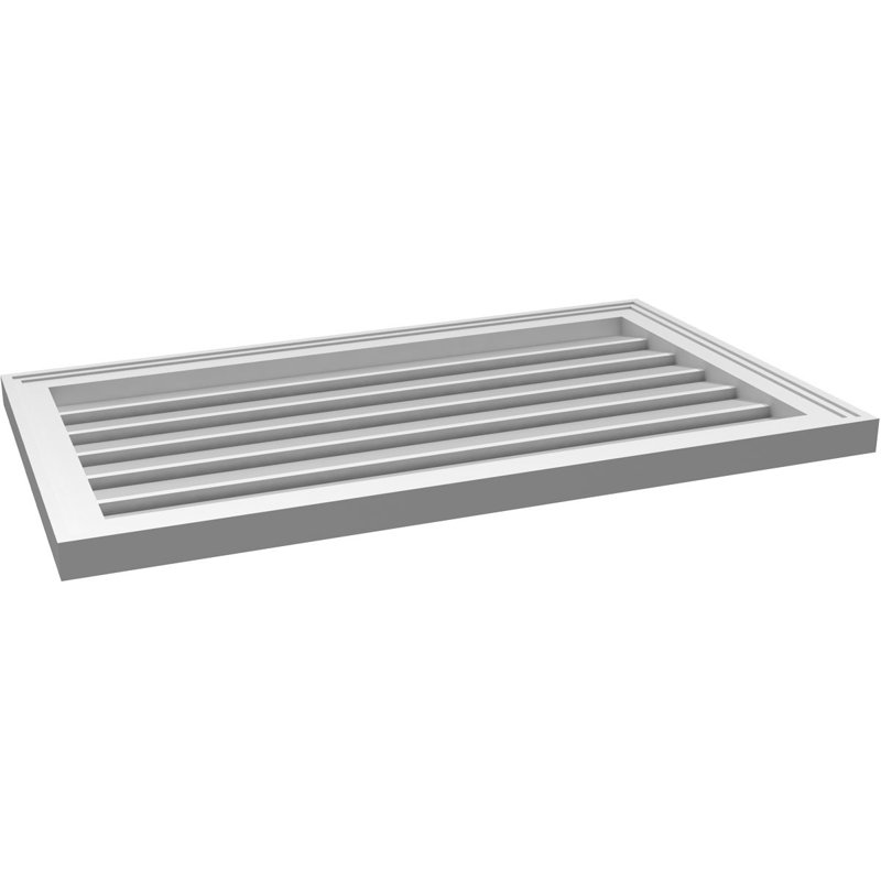 Évent à pignon fonctionnel en uréthane rectangulaire à fixation en surface, brun clair apprêté, H 20 po x l 34 po x P 1,5 po