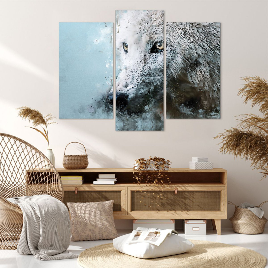 3-tlg. Leinwandbilder-Set White the Wolf