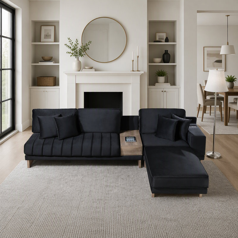 74.5 " Velvet L-Shaped Sectional