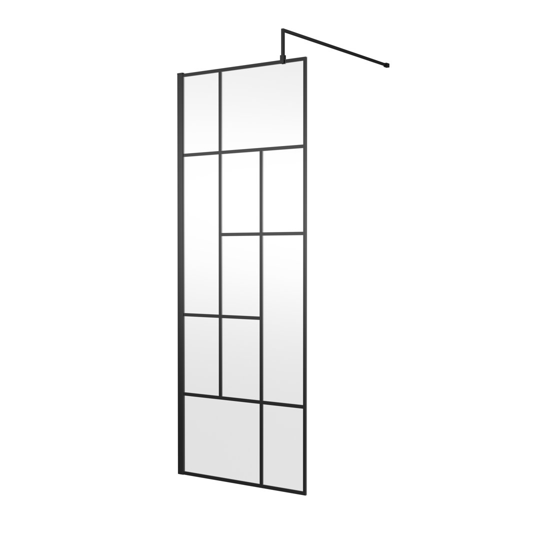 Hudson Reed Matt Black Abstract Wetroom Screen With Support Bar | | Glass/Aluminium | 760Mm - Image 3