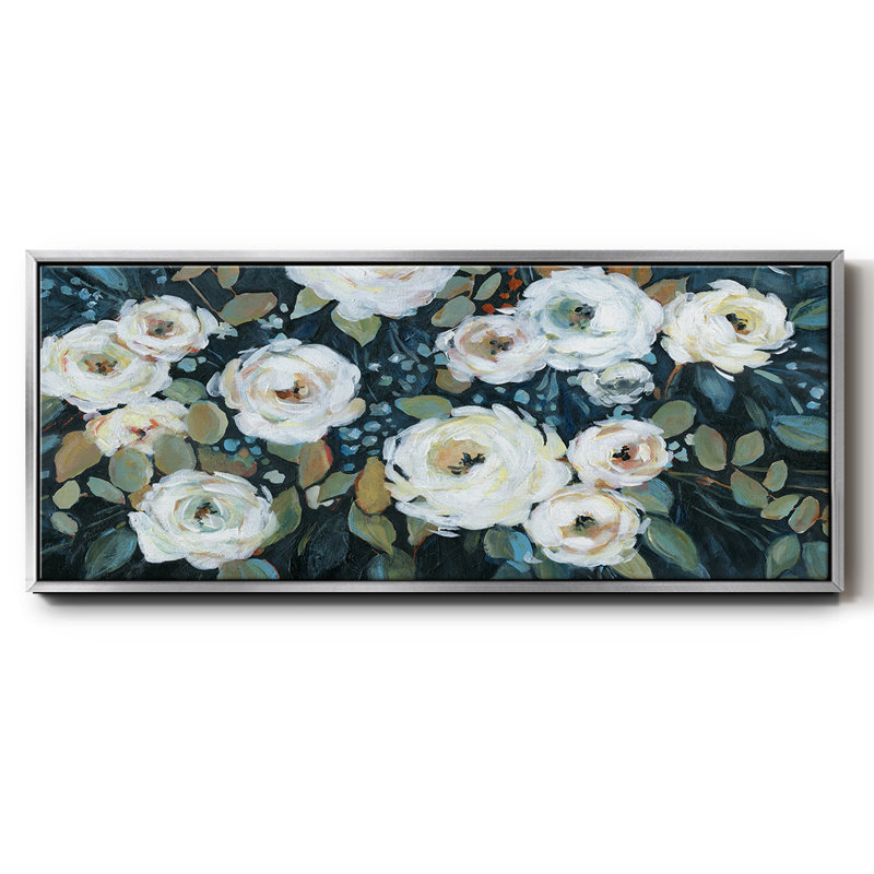 Moonlit Garden I- Framed Canvas, 12" H x 30" W
