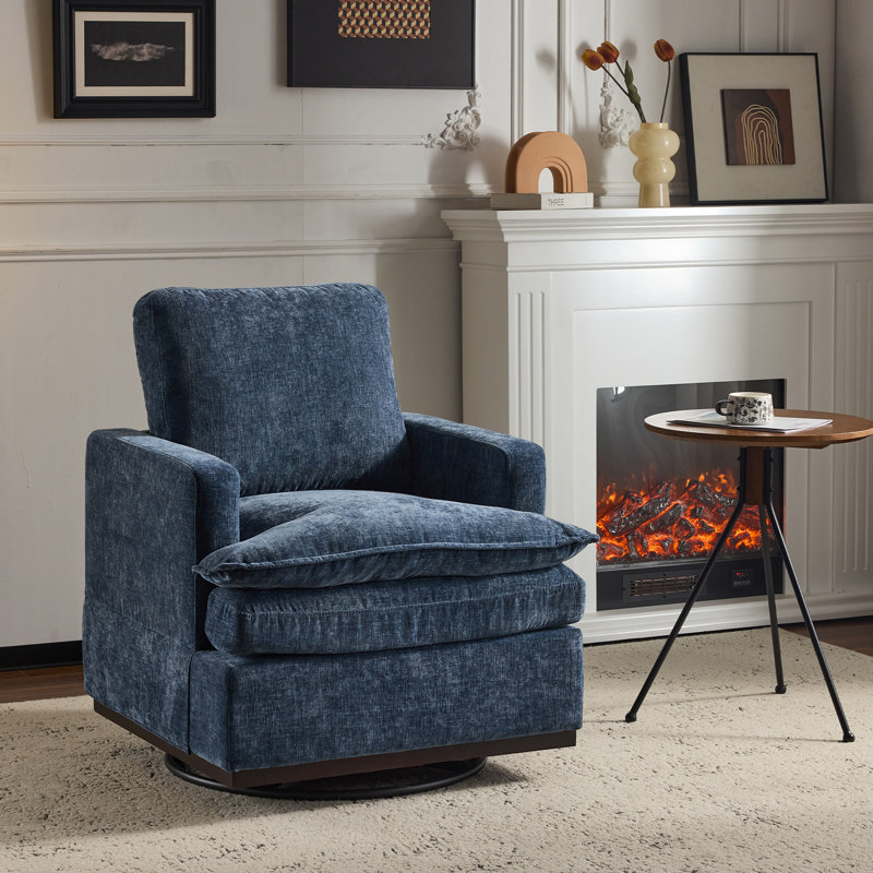Swivel Mid-Century Modern Accent Armchair, Blue