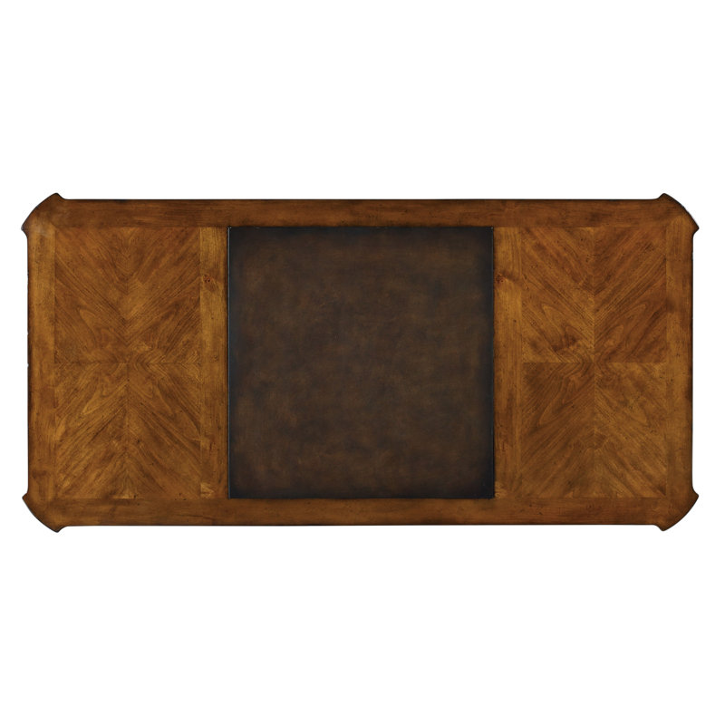 Brown Wood Traditional Executive Desk with Filing Cabinet