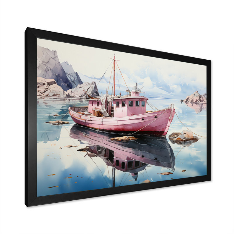 Pink Teal Iceberg Arctic Mirage, Cadre simple noir, H 34 po x l 44 po x P 1,5 po