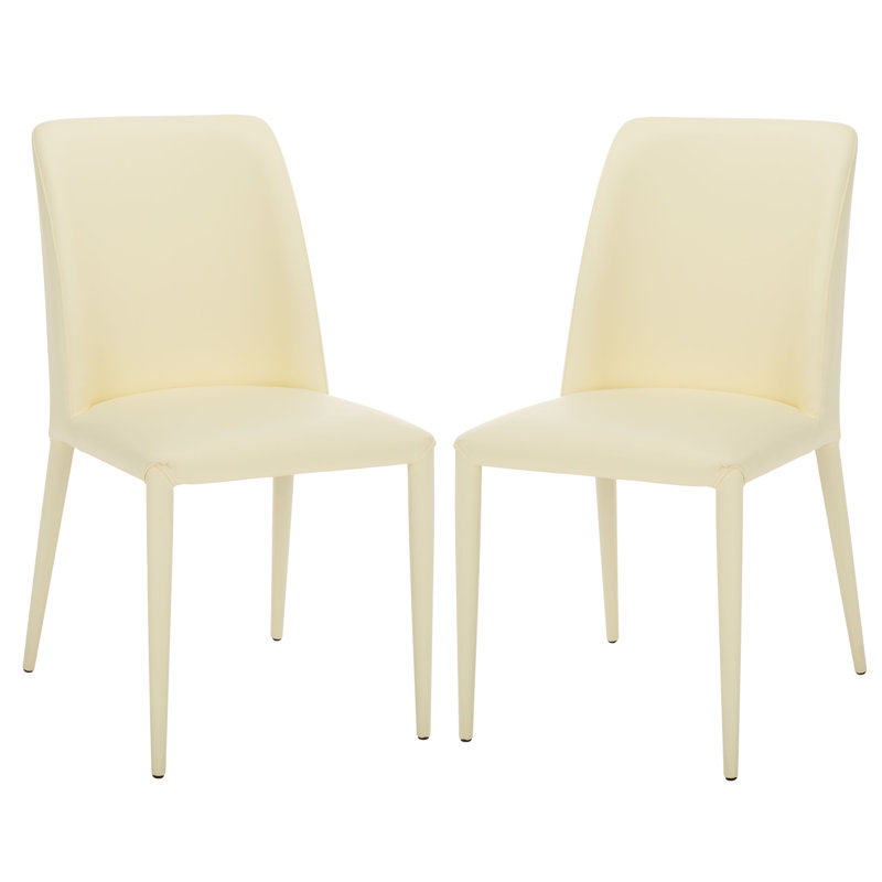 Boilleau 18.5'' H Faux Leather Upholstered Metal Side Chair, PU - Buttercream