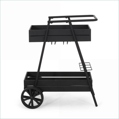 Bar Carts Modern Industrial Iron Bar Cart with Wine Holders & Wheels | 27.25