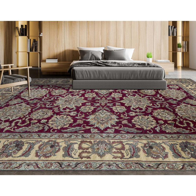 Trinity Wool Oriental Area Rug in Red/Gold