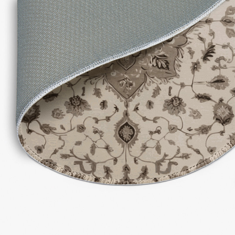 Tapis gris d'intérieur et d'extérieur Tabriz, Rond 5 pi