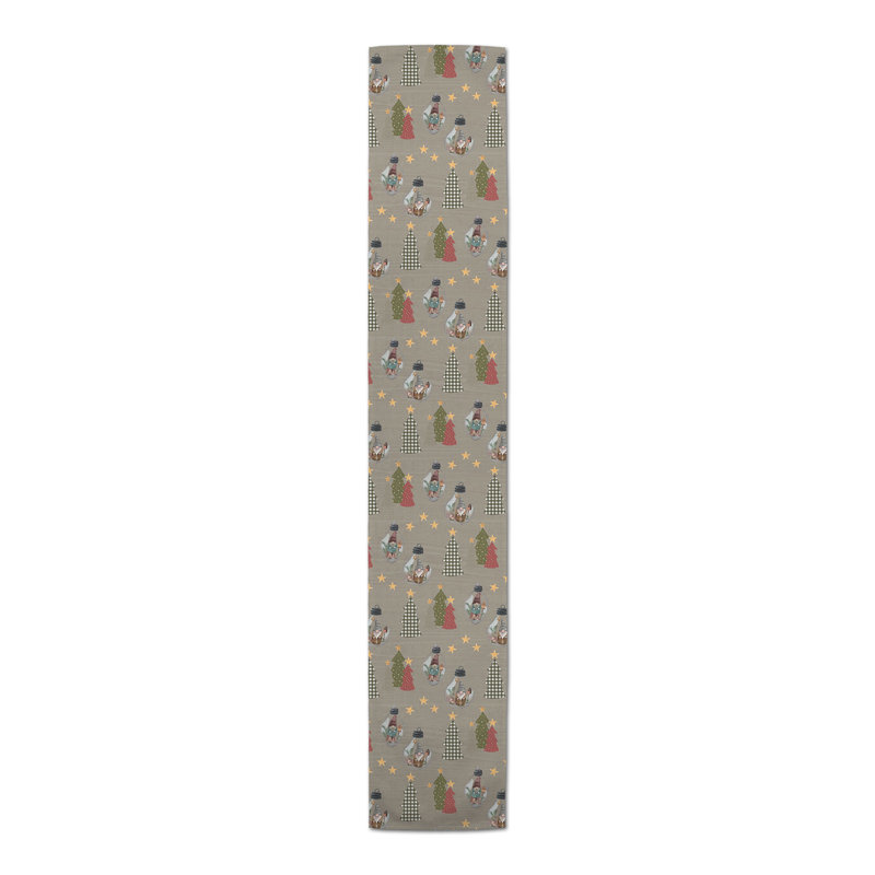 Gray Tree And Globe Pattern Table Runner, 72" x 16", Gray