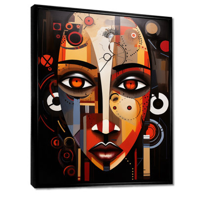 Ancient Beauty Brown Eyes Geometrical - African Mask Wall Art Decor