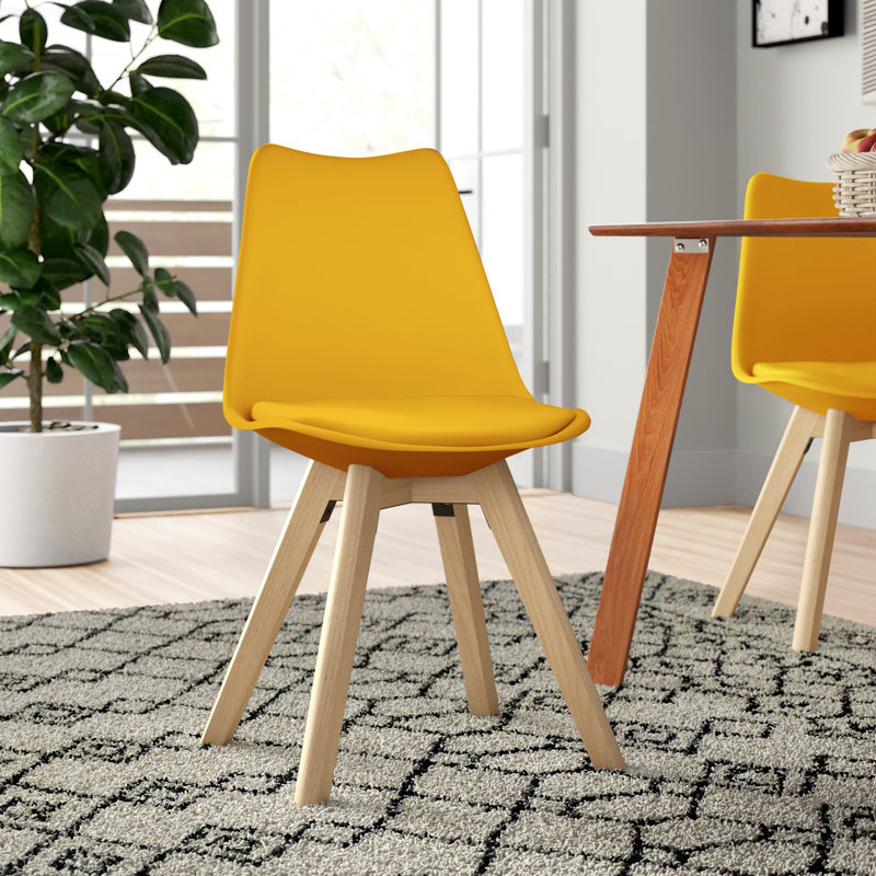 Mira 43cm H Polyester Blend Upholstered Dining Chair, Yellow