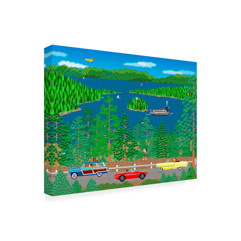 Cruising Lake Tahoe Green and Blue Landscape Canvas Art