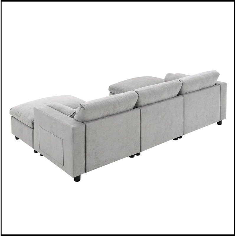 Canapé modulaire confortable en forme de U avec rangement et conception polyvalente pour la détente, Gris