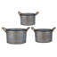 Pots décoratifs en métal style chalet avec poignées en corde et finition galvanisée