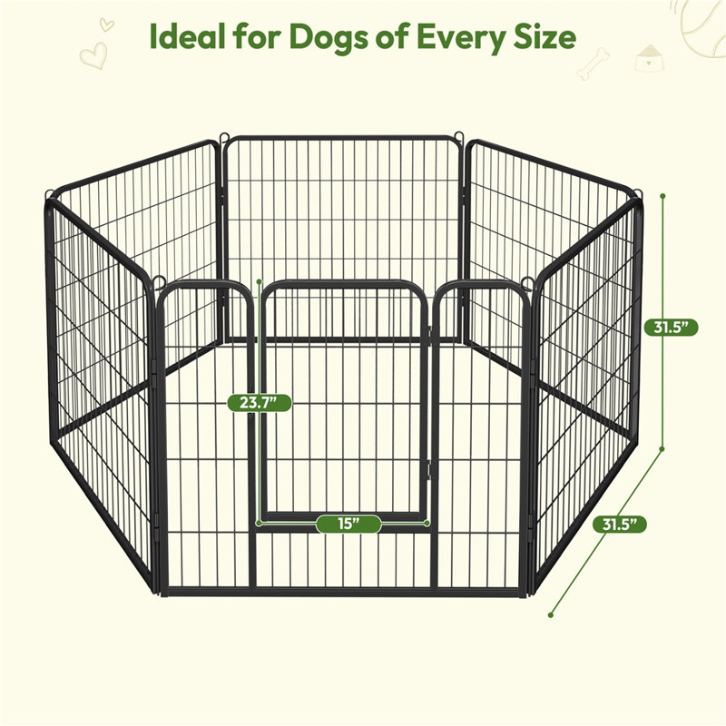 Exercise Heavy Duty Metal Pet Pen with Doors (Set of 6), 32''H