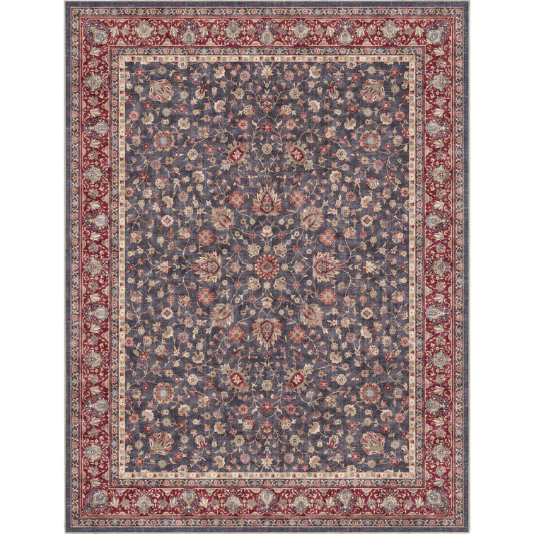 Dyrk Rome Vintage Oriental Persian Navy Blue Red Rug