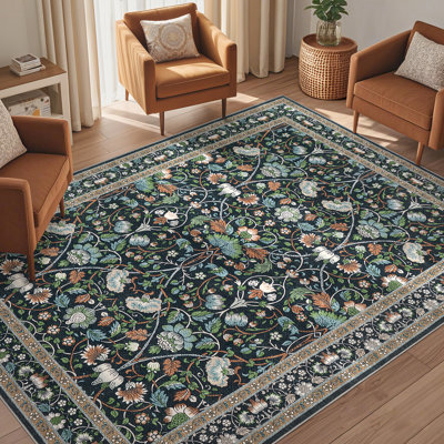 Tapis floral antidérapant lavable à l'intérieur