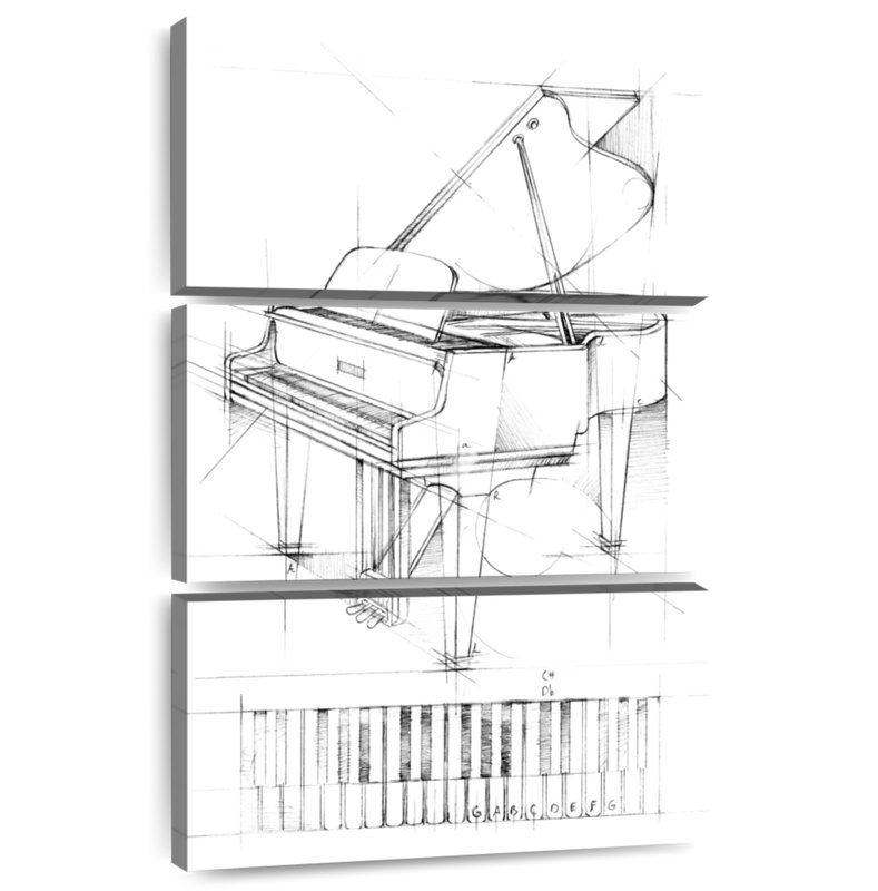 Abarca Piano Sketch, 57" H x 36" W