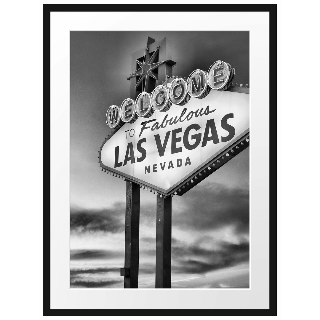 Gerahmtes Poster Las Vegas Schild in der Dämmerung