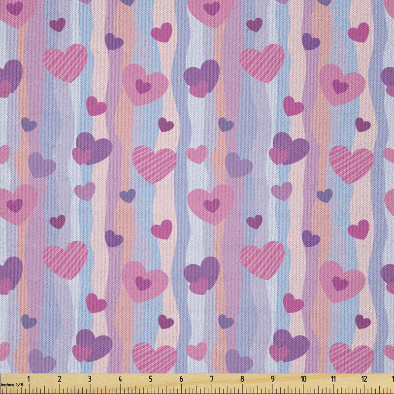 Avant Hearts for Valentine Vertical Stripes Lines Ornament Romance Wedding Fabric