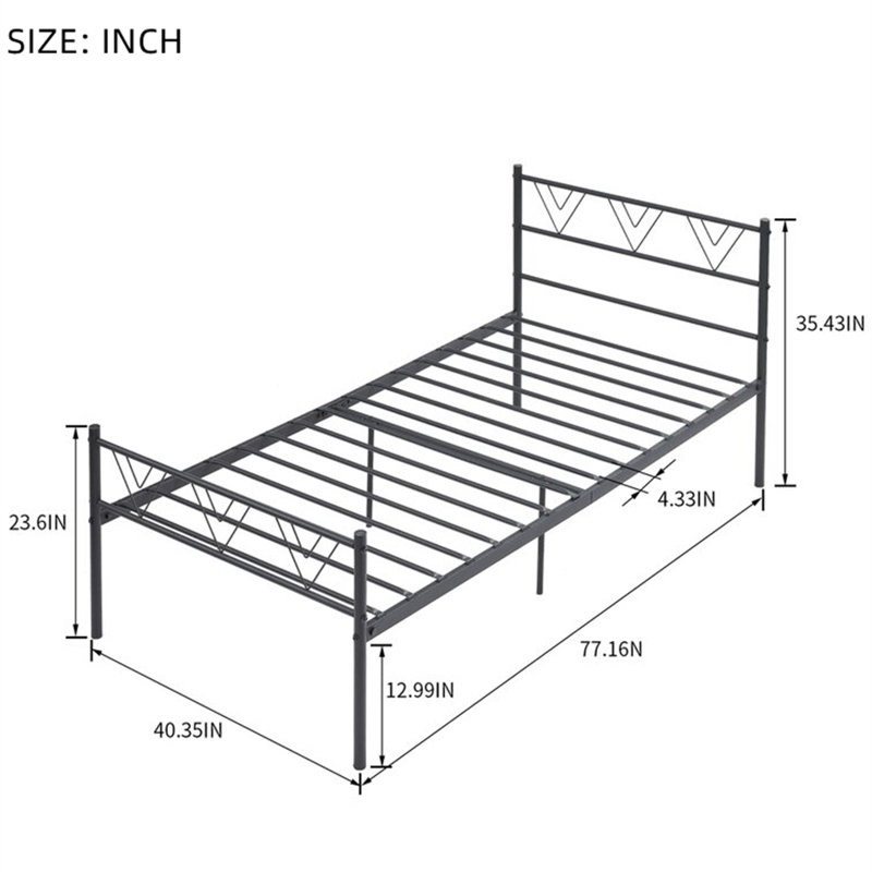 UK Single - DE 90 X 190 Cm Metal Bed