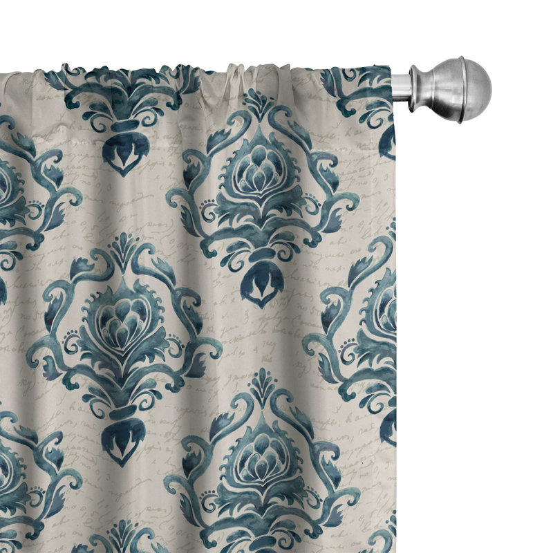 Damask Semi-Sheer Rod Pocket Curtain Panels, 28" x 95"