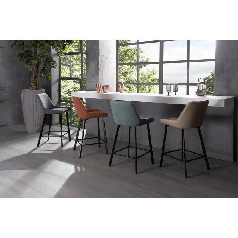 Lynnea Upholstered Counter Stool with Metal Frame, Rust